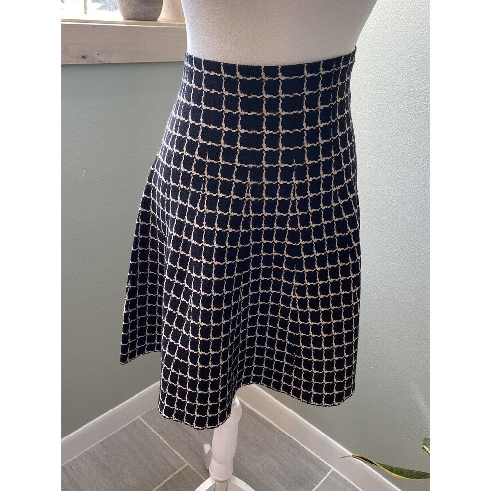 Max Studio Lapis Grid Cotton Knit High Wasted Y2K Style Skirt Size Large NWT